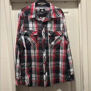Rock & Republic Casual Red and Black Plaid Shirt